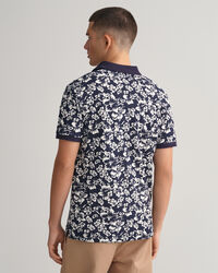 Polo en coton piqué à imprimé floral