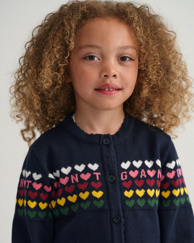 Cardigan en maille à cœurs Girls
