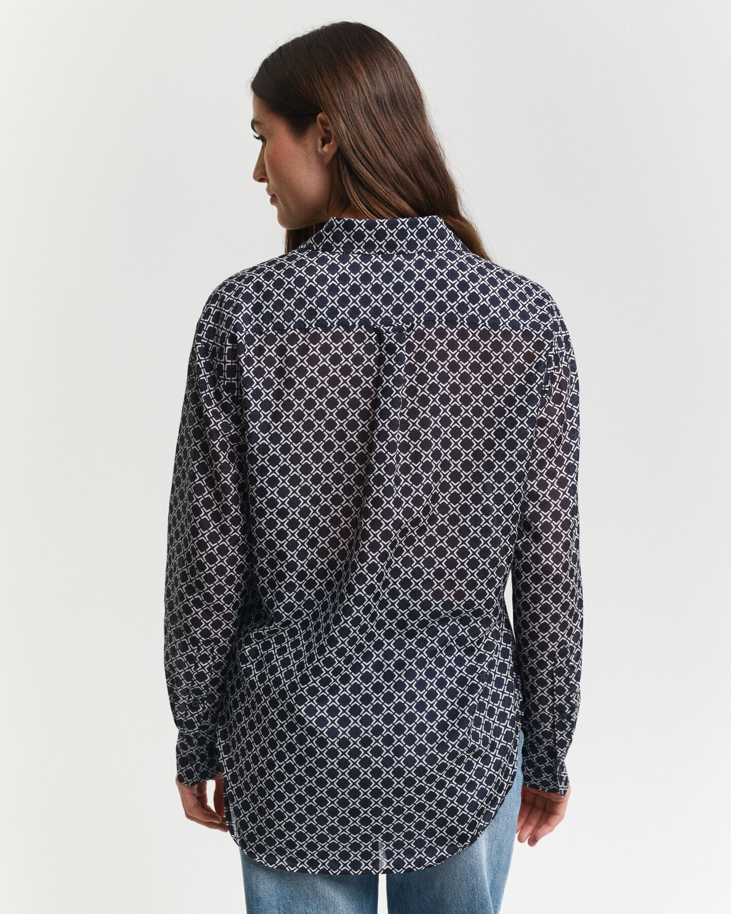 Chemise relaxed fit en coton et soie Geometric