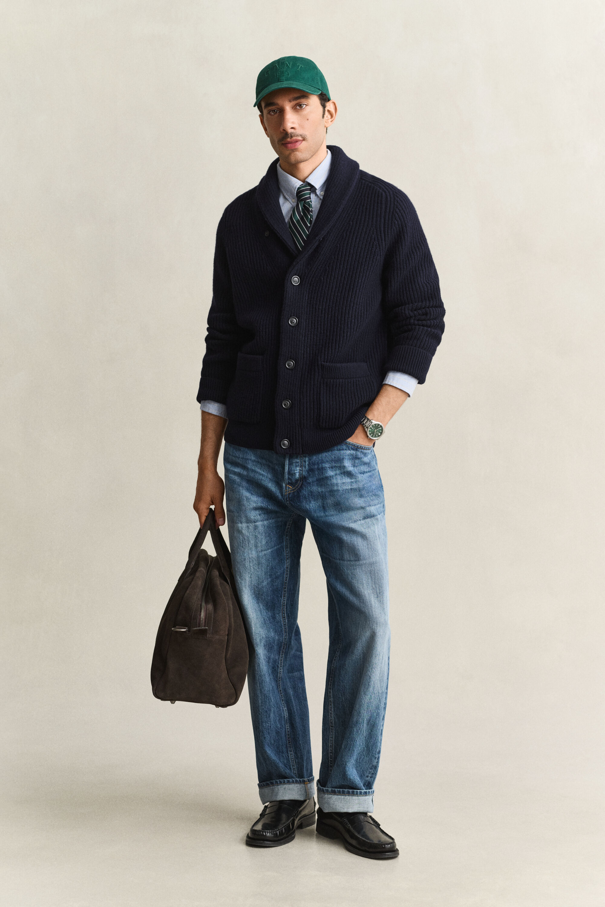 Cardigan en laine mélangée à rayures