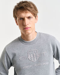 Sweat-shirt ras du cou avec &eacute;cusson ton sur ton
