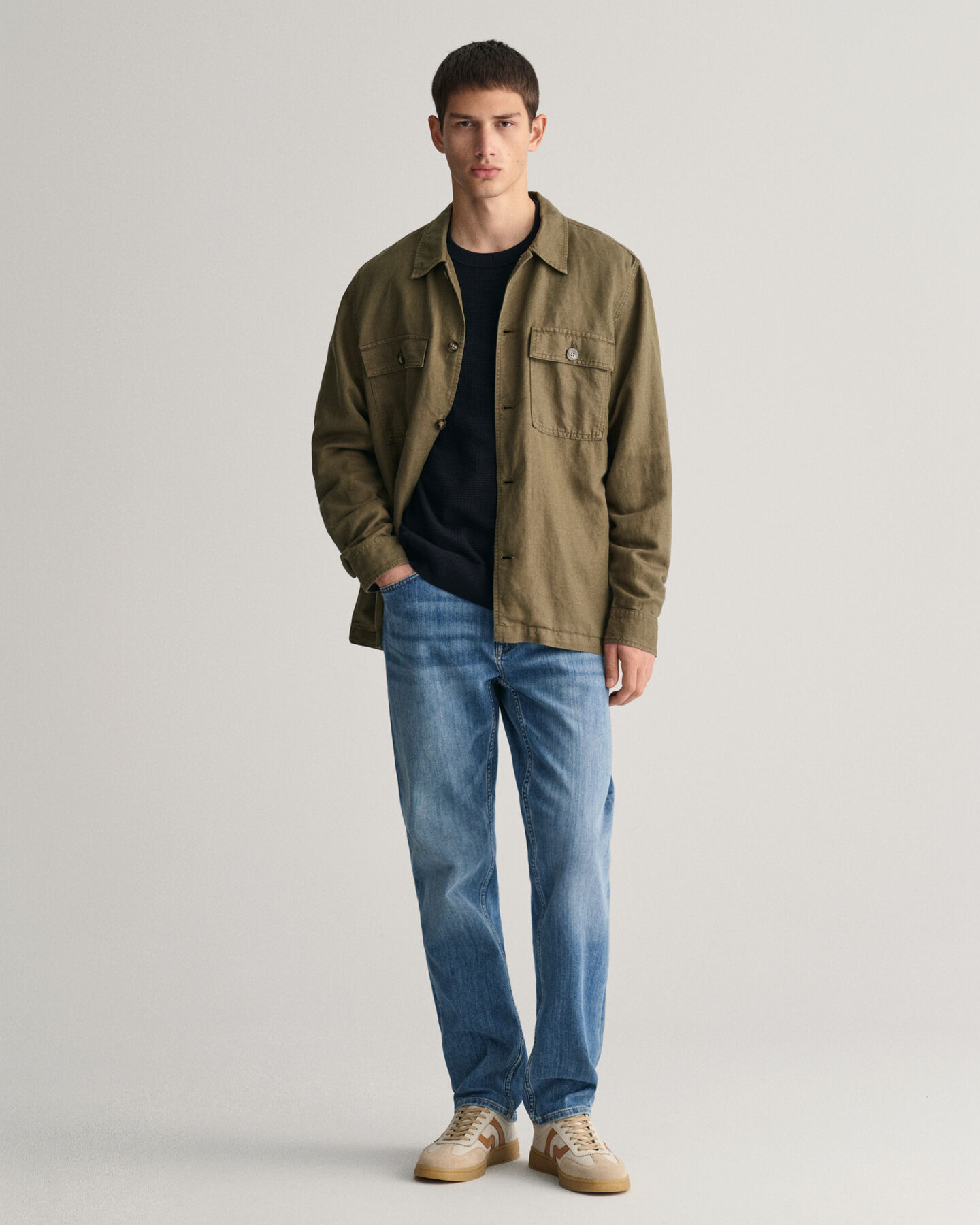 Pull ras du cou en coton Textured