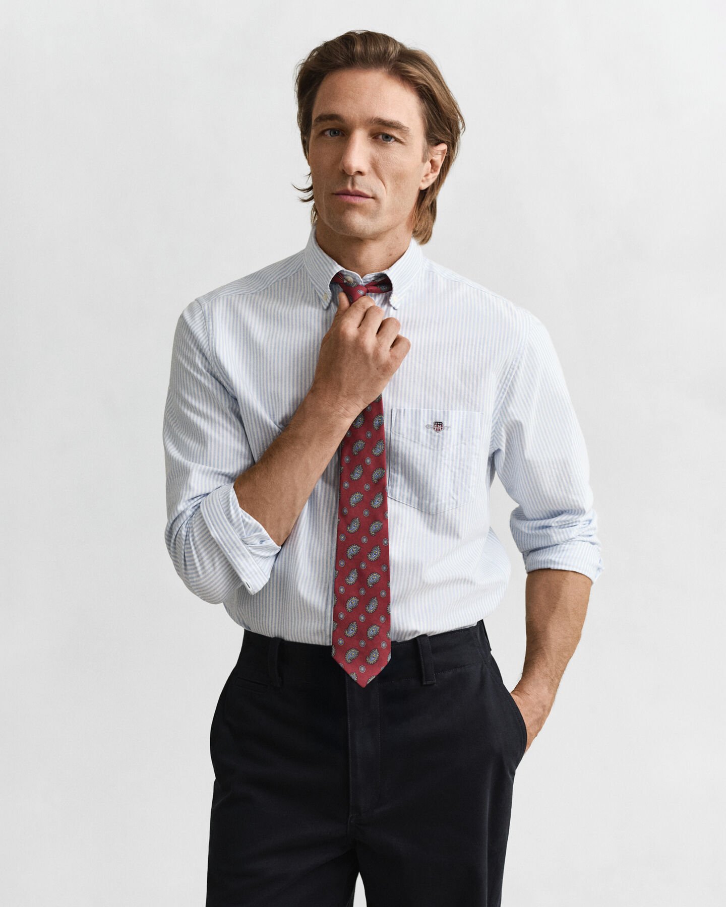 Chemise coupe regular en coton Oxford classique à rayures Banker