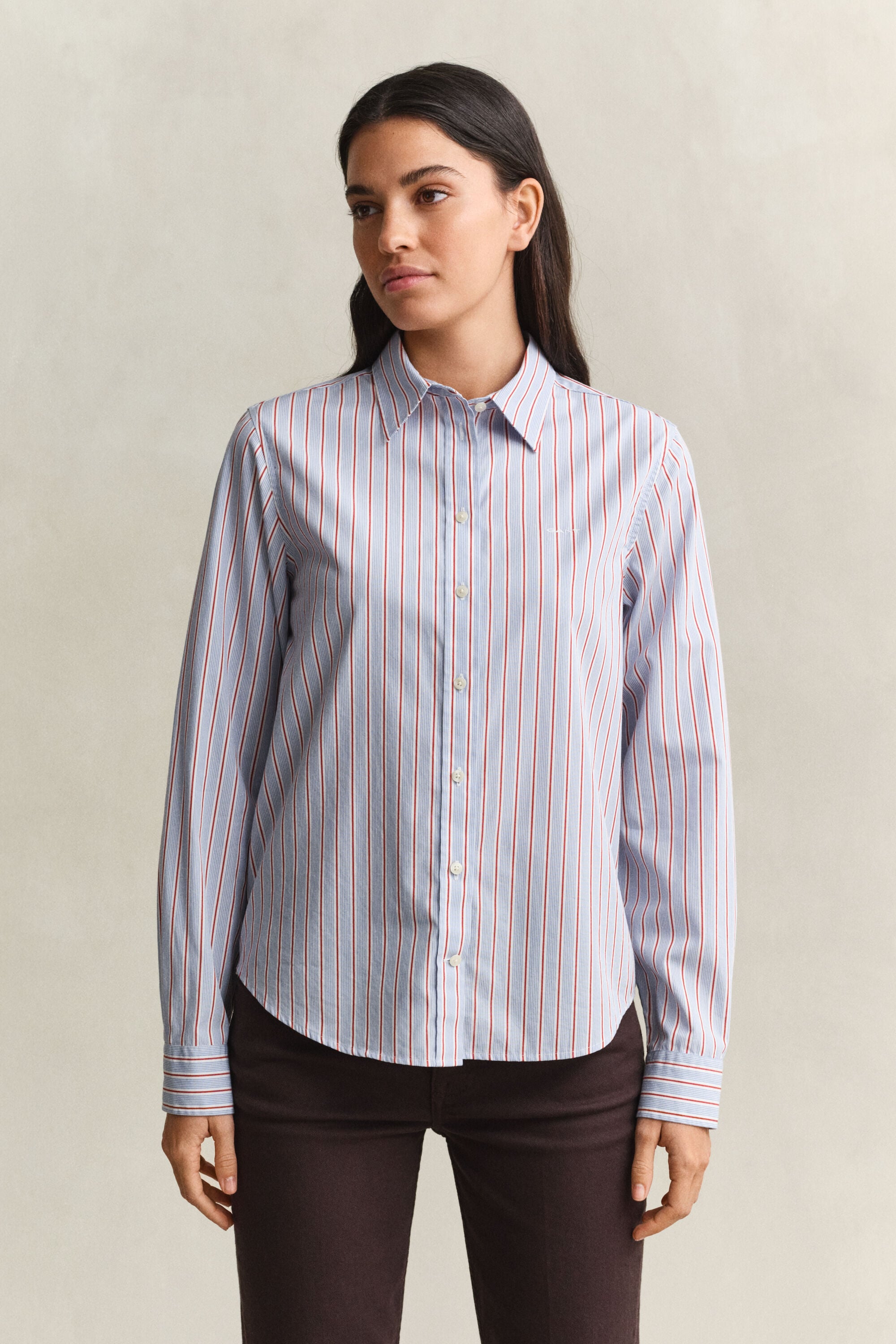 Chemise classique coupe regular en popeline à rayures