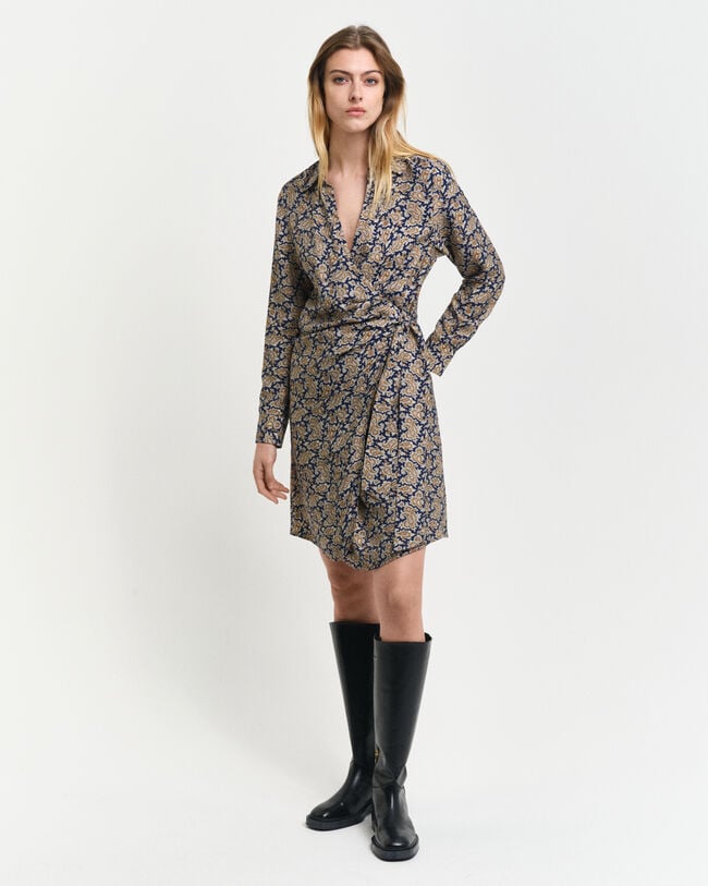 Robe-chemise portefeuille &agrave; motif cachemire