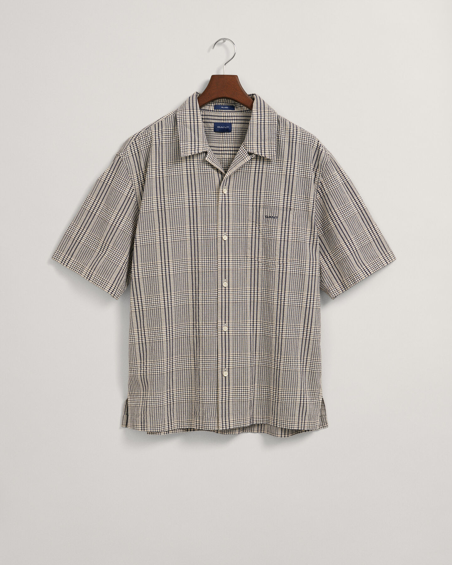 Chemise relaxed fit &agrave; carreaux et manches courtes Seersucker