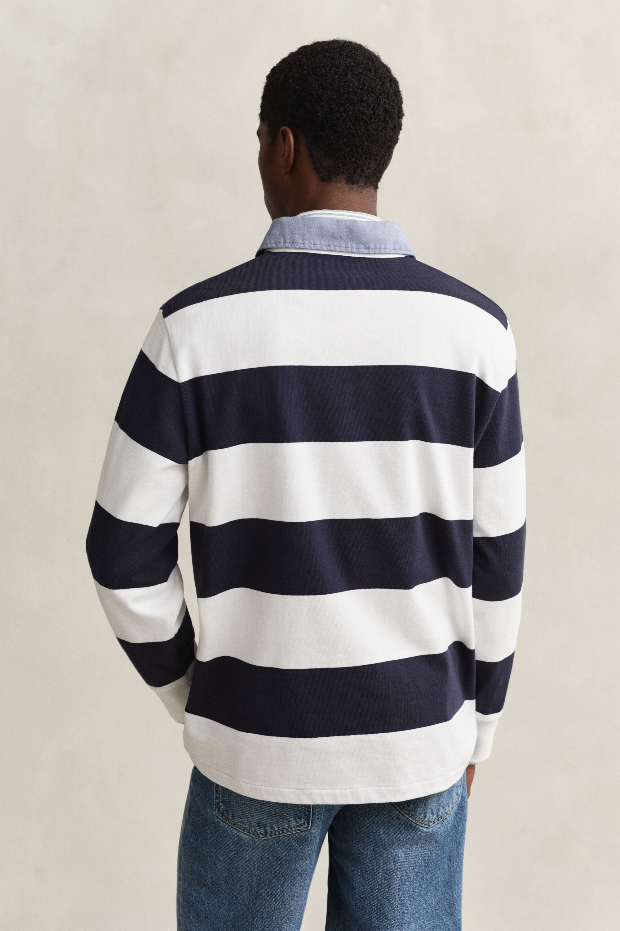 Heavy Rugger à rayures avec col en chambray