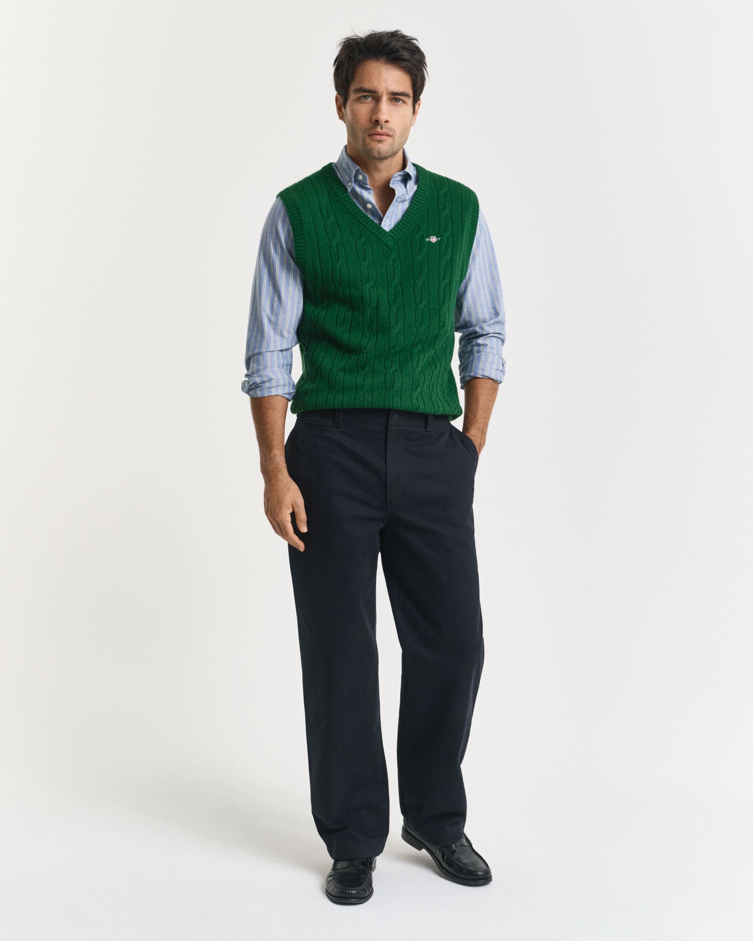 Pull sans manches en maille de laine d'agneau à torsades