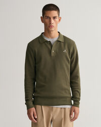 Pull fa&ccedil;on polo en coton piqu&eacute;