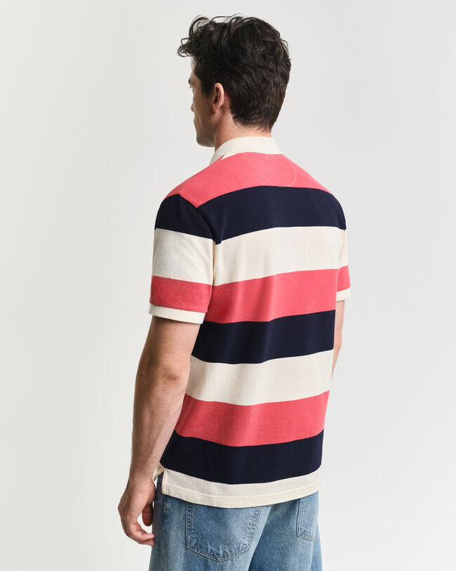 Polo en coton piqué à rayures en colour-block
