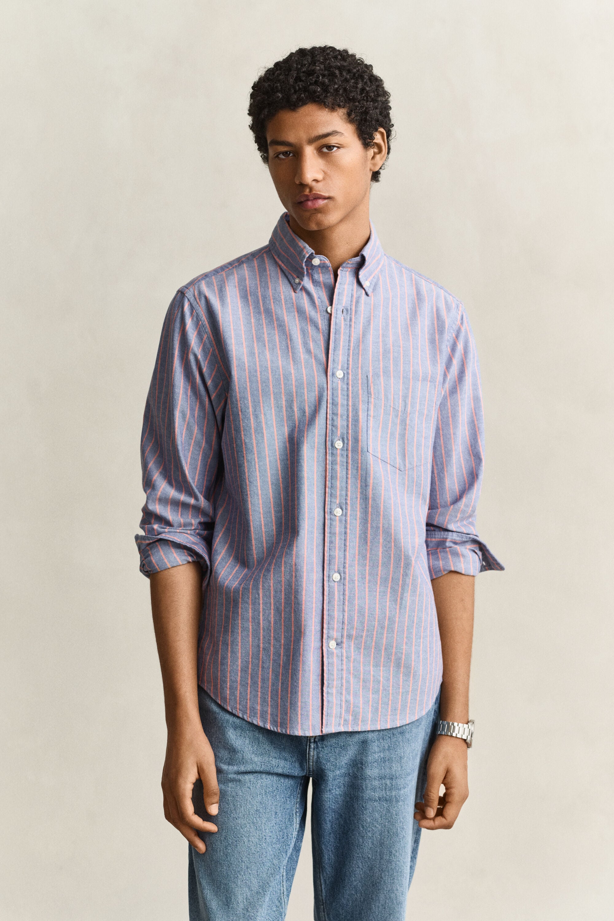Chemise en coton Oxford classique à rayures