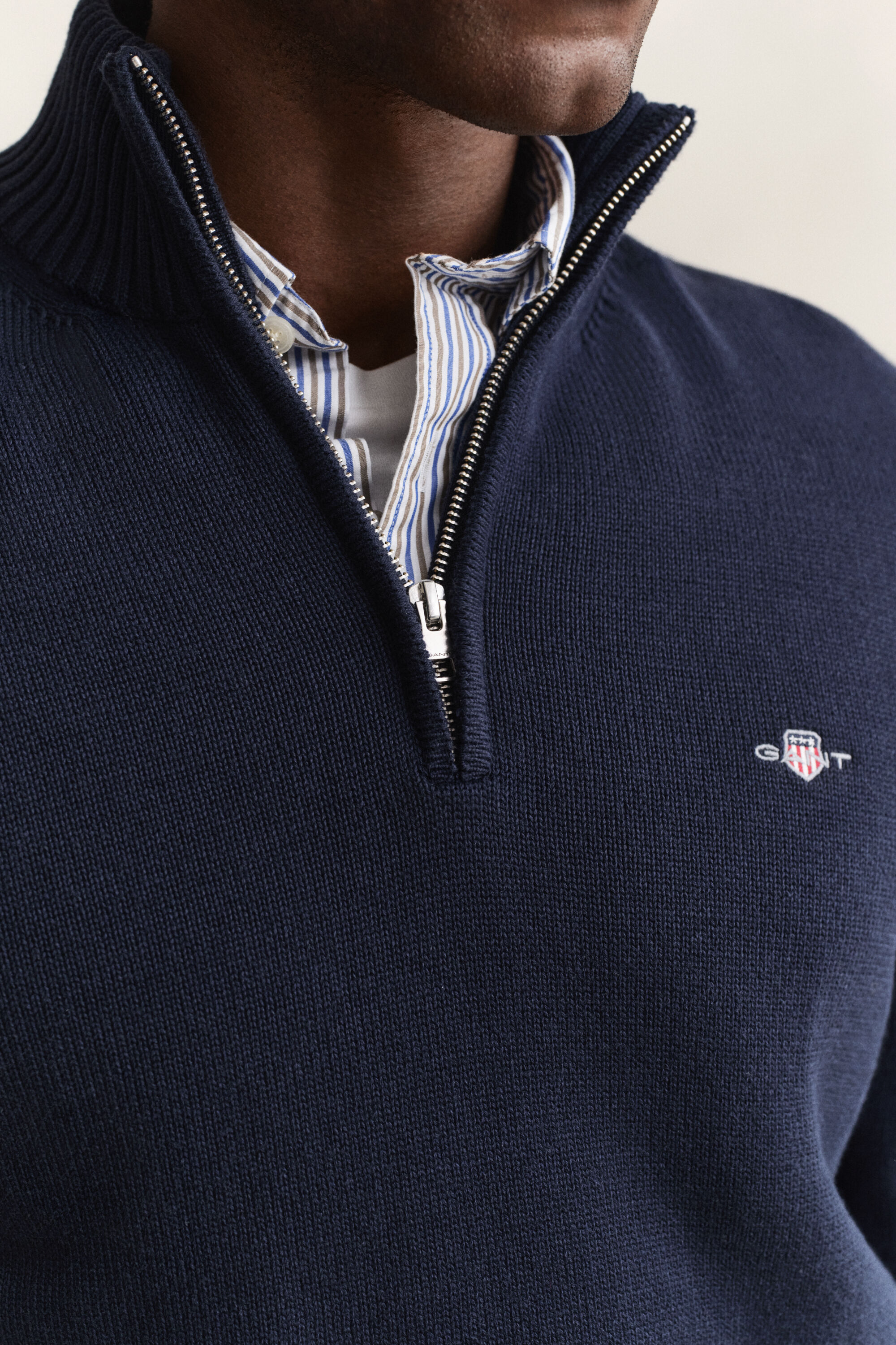 Pull en coton décontracté à demi-zip