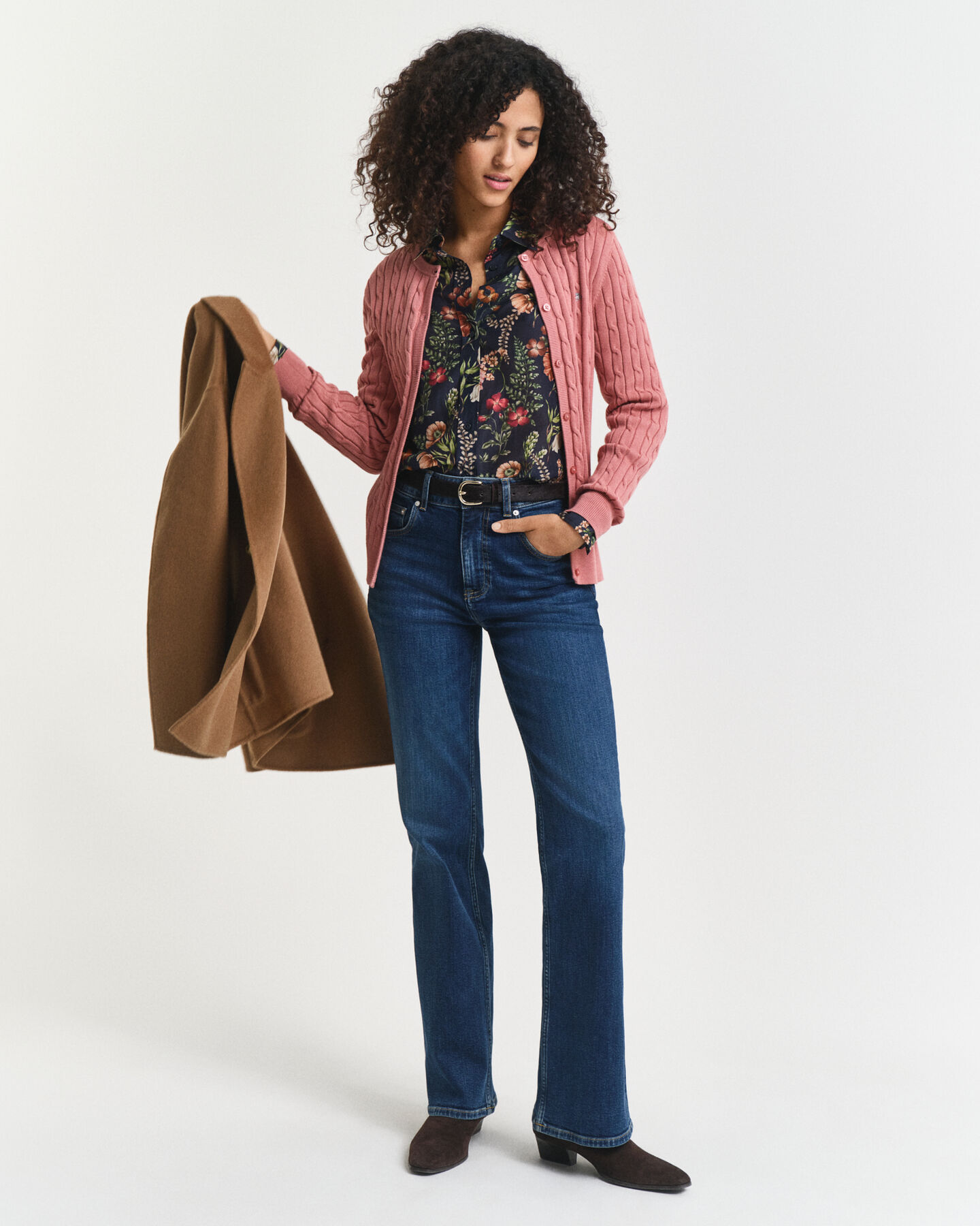 Cardigan en maille de coton stretch à torsades