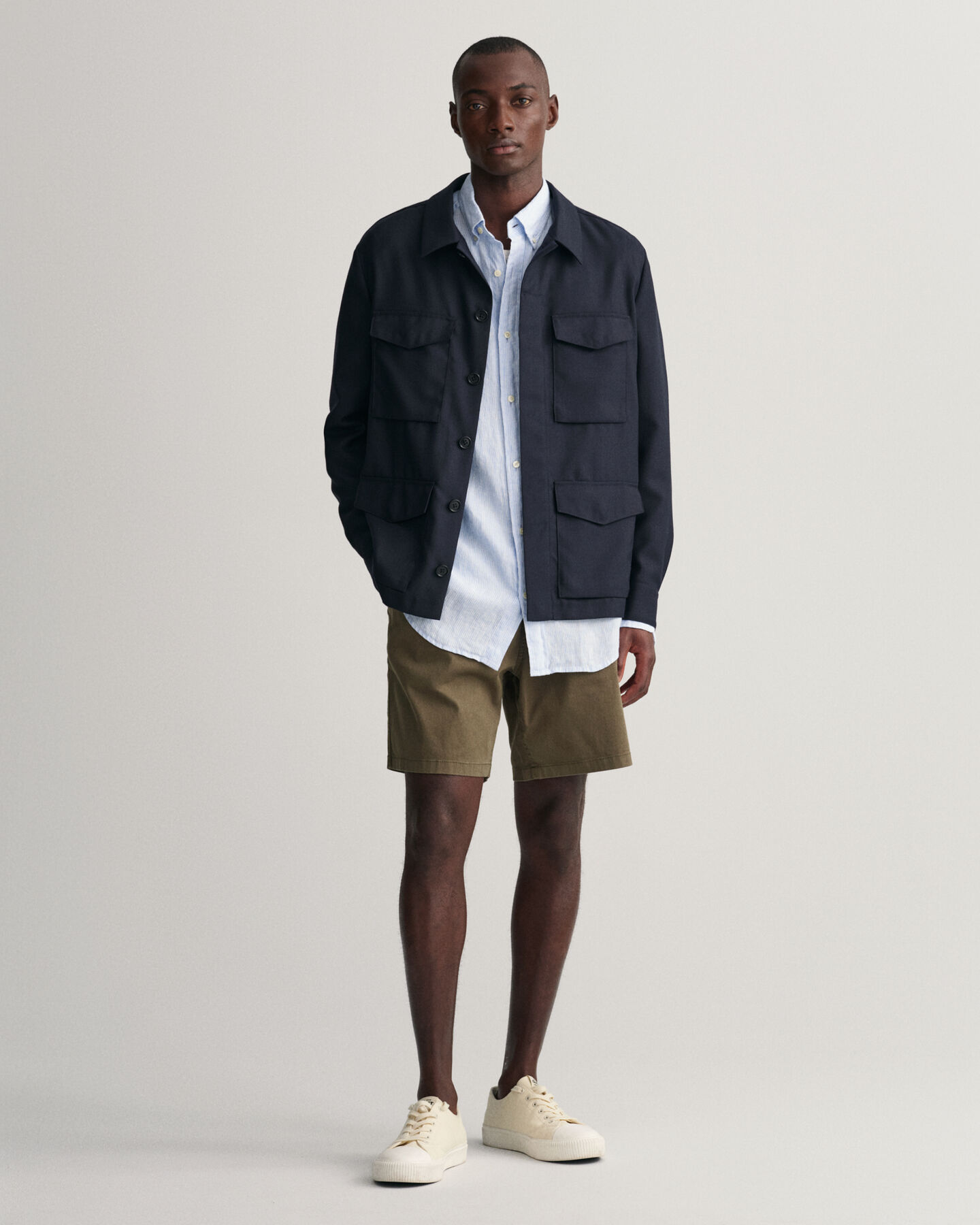 Chemise regular fit en lin &agrave; rayures