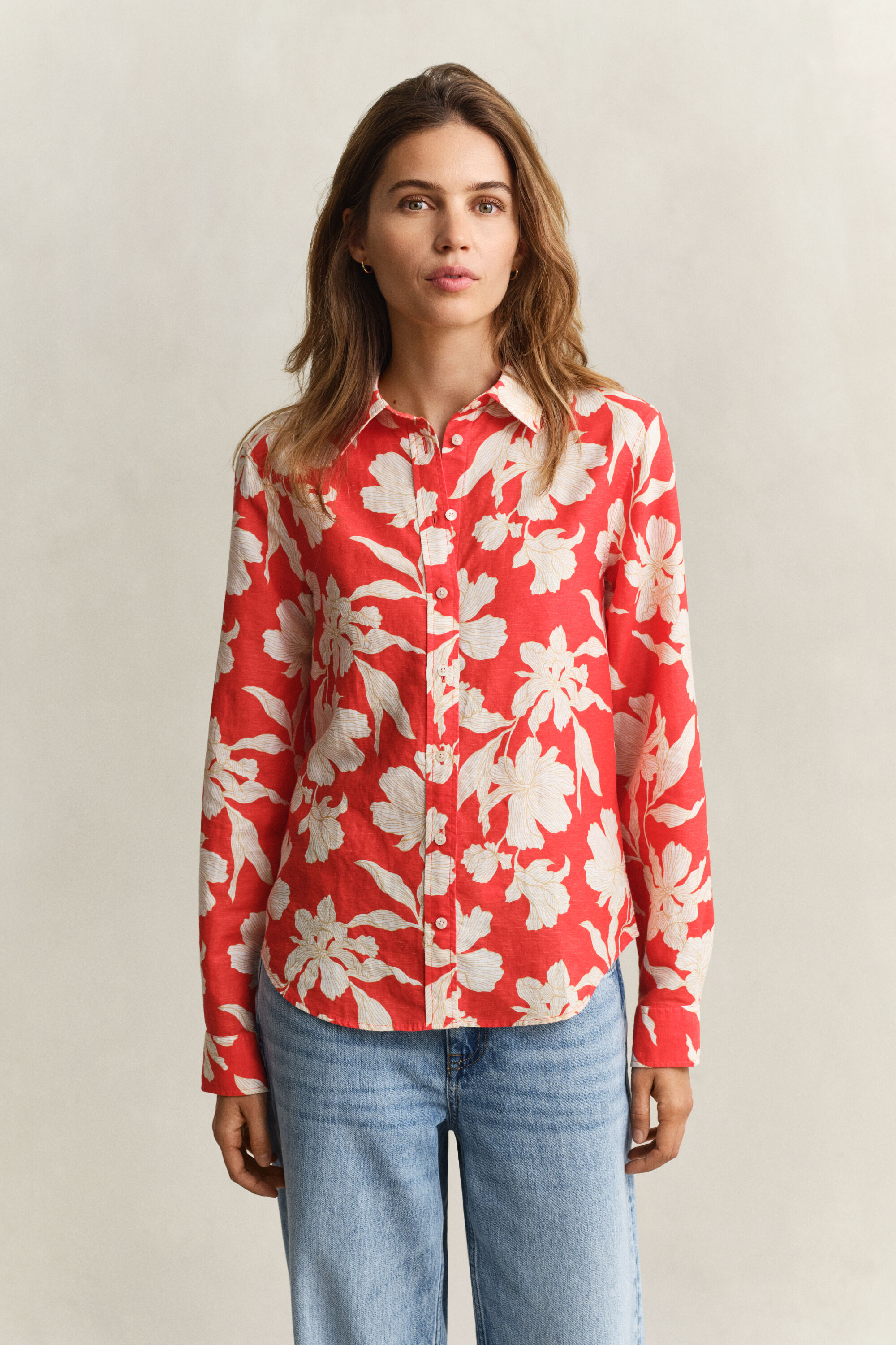 Chemise en lin florale