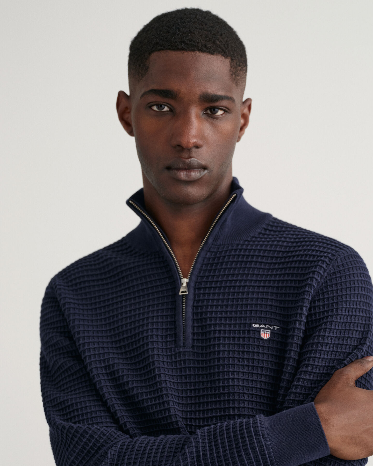 Pull en coton à demi-zip Texture