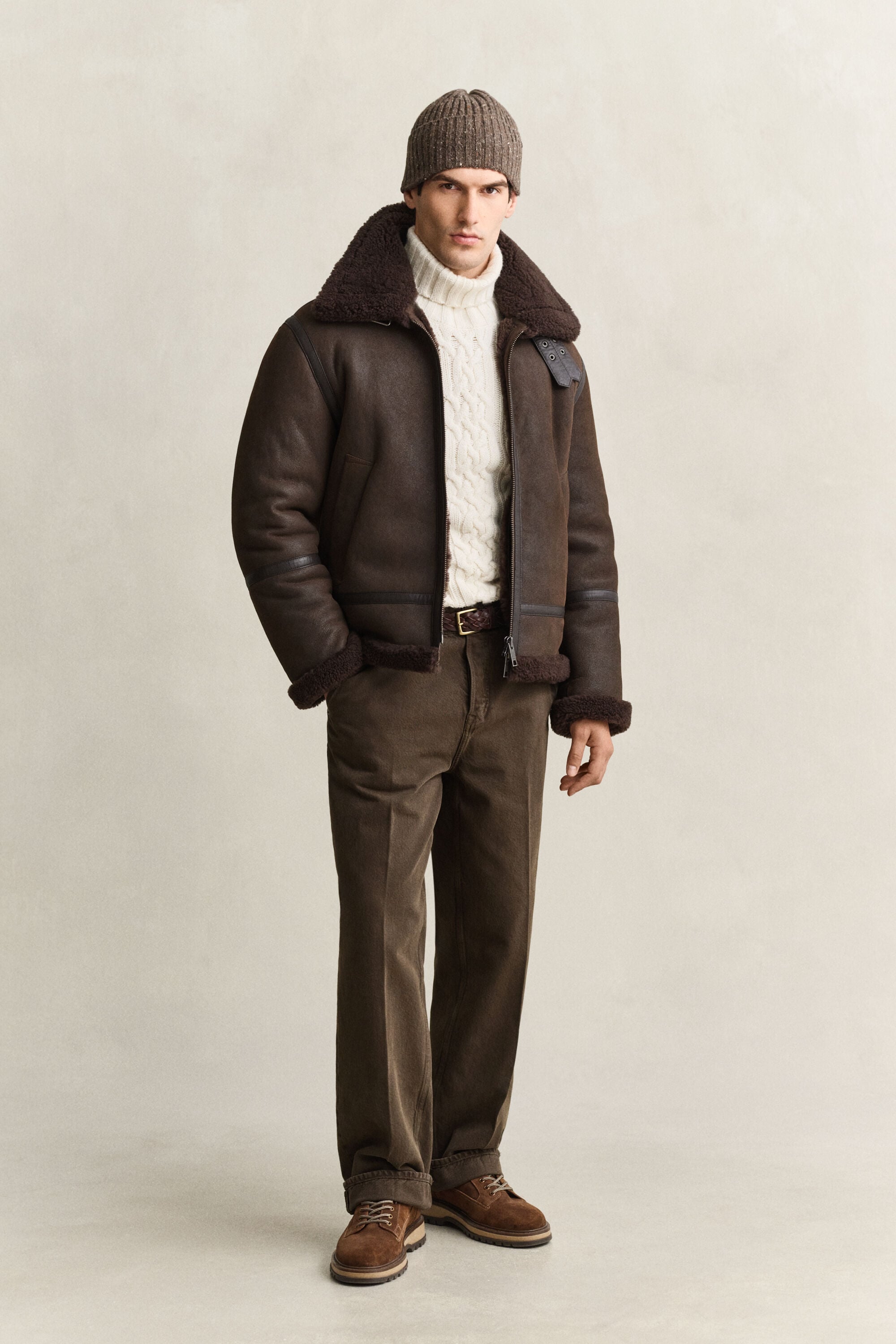 Veste en peau lainée