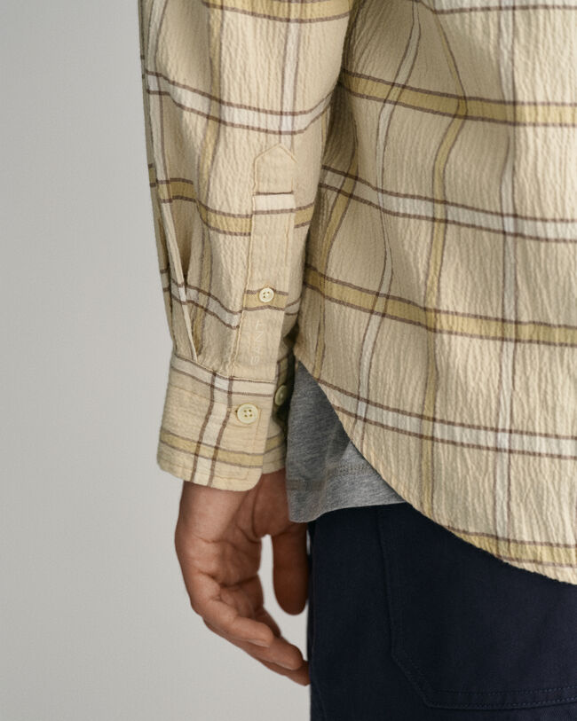 Chemise ultra-ample textur&eacute;e &agrave; carreaux