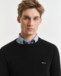 Pull col rond en coton piqué