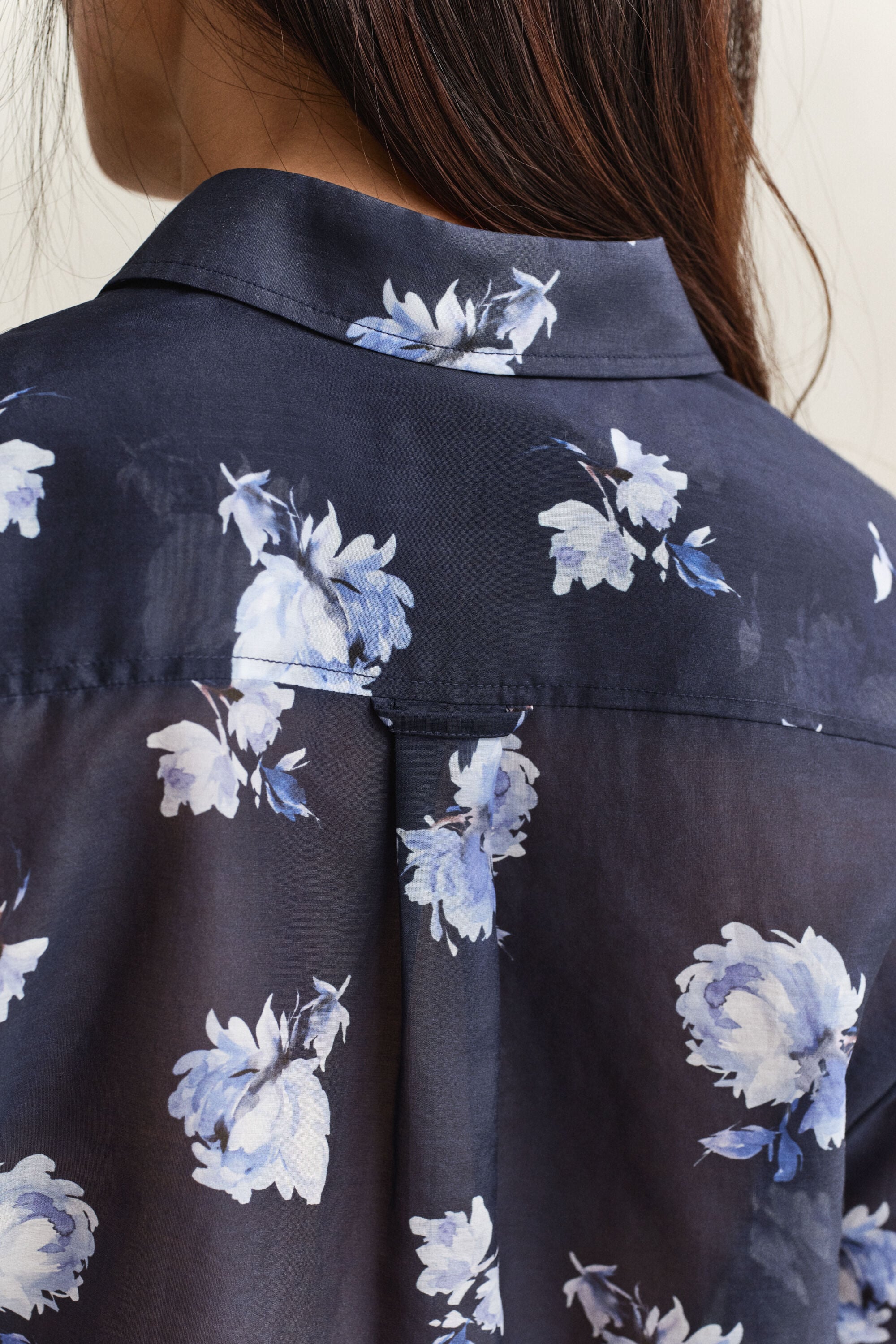 Chemise en coton et soie à imprimé floral