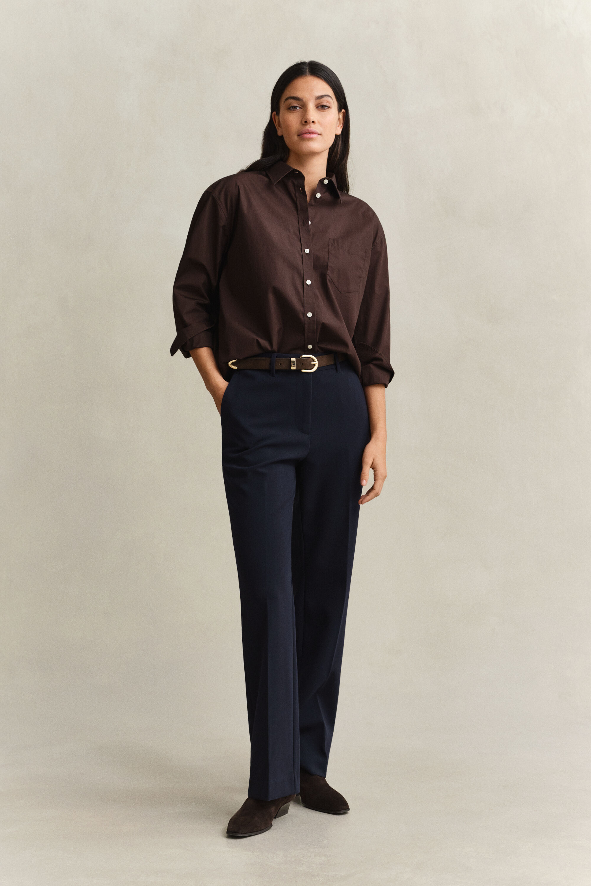 Pantalon coupe slim évasé