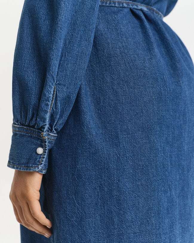 Robe en denim à manches bouffantes