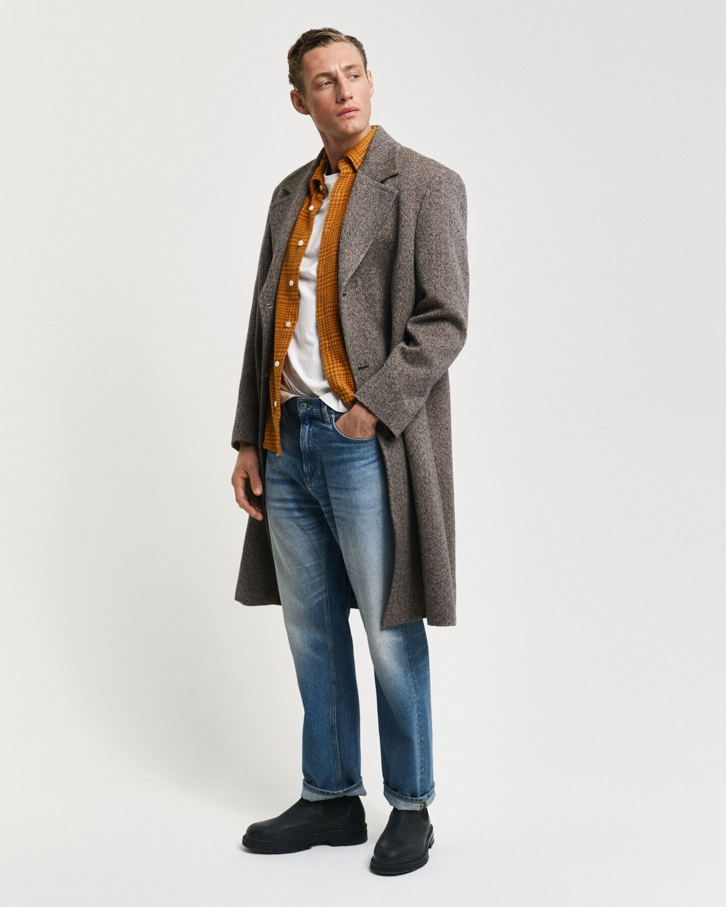 Chemise relaxed fit &agrave; motif pied-de-poule