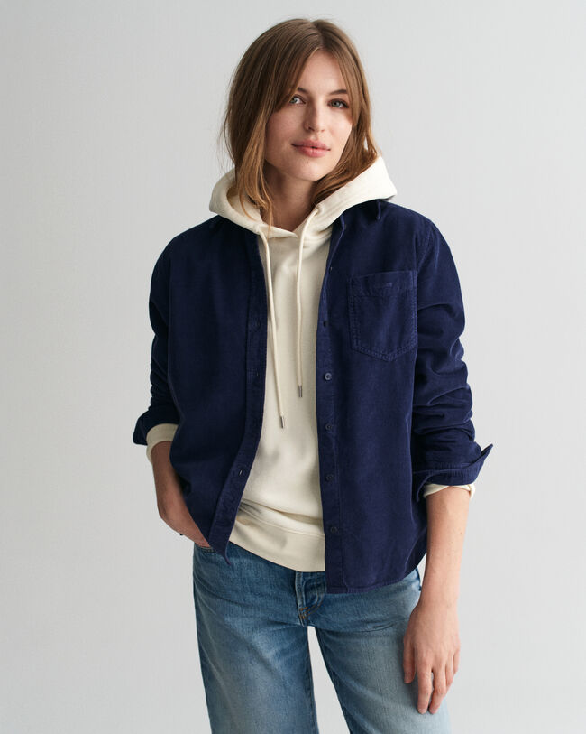 Chemise regular fit en velours côtelé