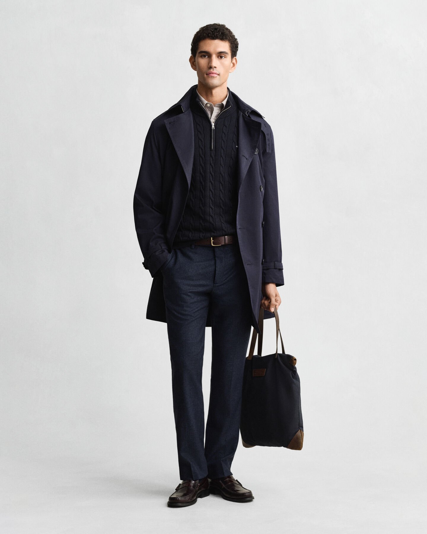 Pull à demi-zip en maille de coton torsadée