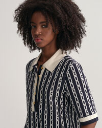 Polo &agrave; manches mi-longues Chain Jacquard