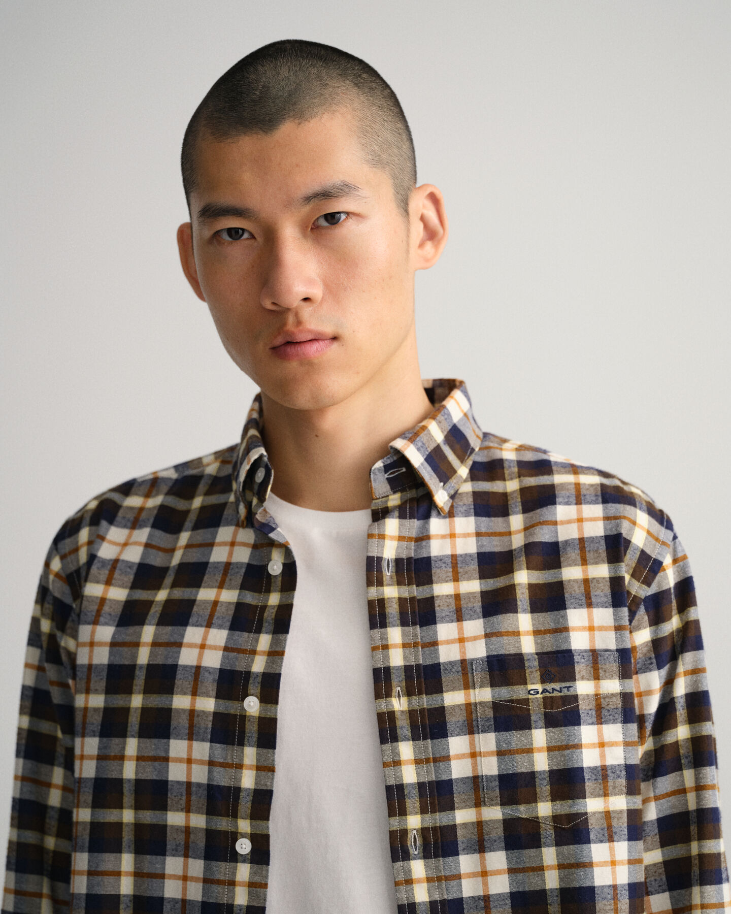 Chemise relaxed fit en coton Oxford brossé à motif écossais