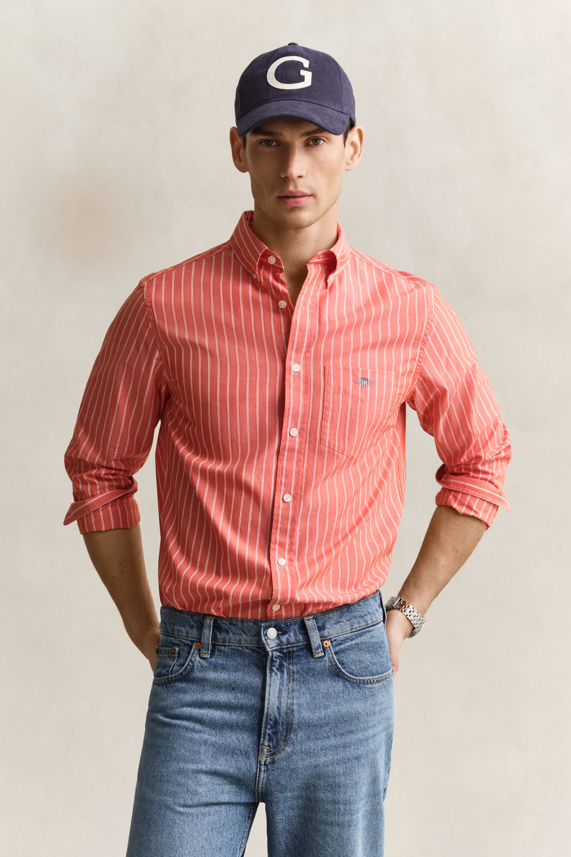 Chemise en popeline à rayures classique