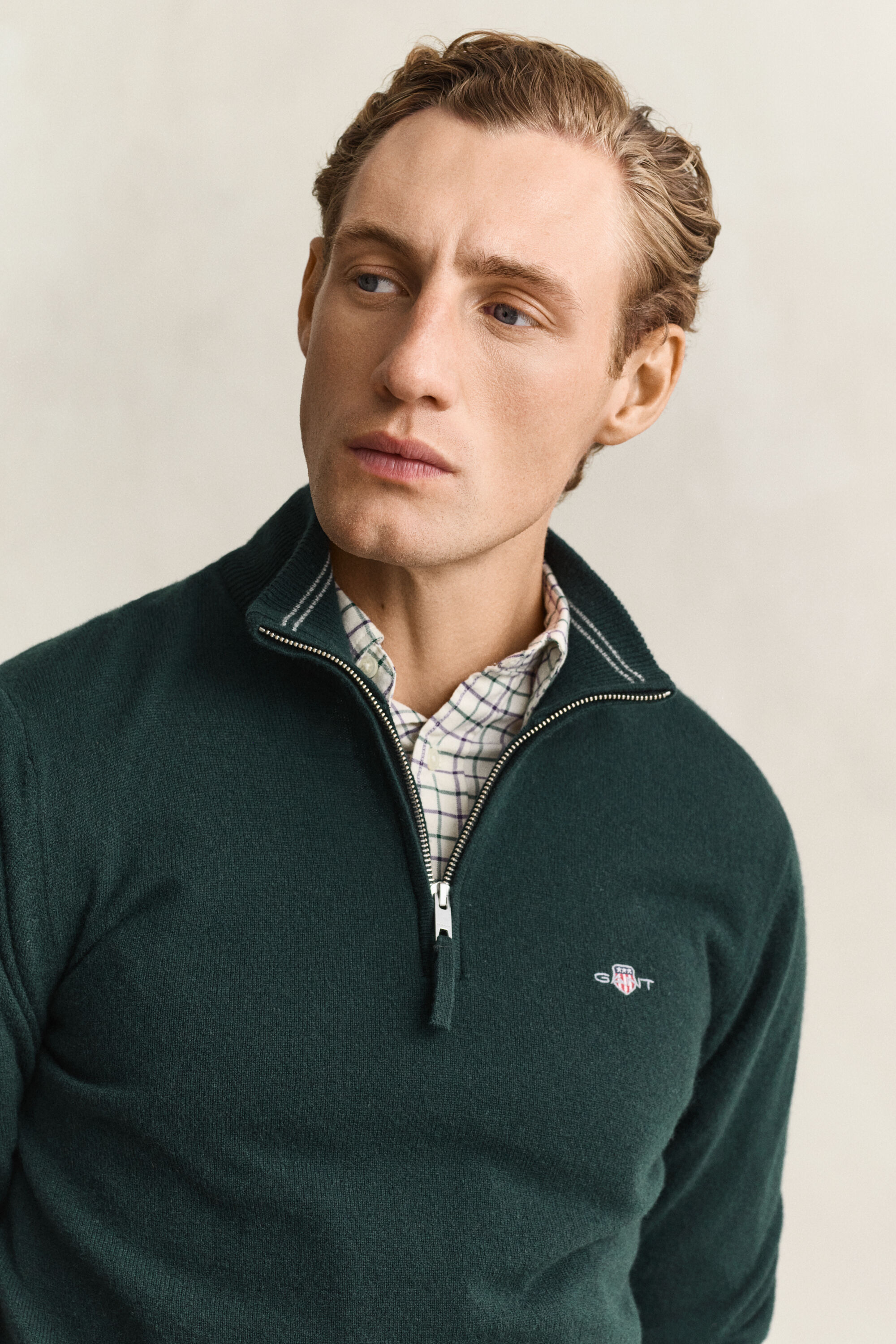 Pull à demi-zip en laine d’agneau