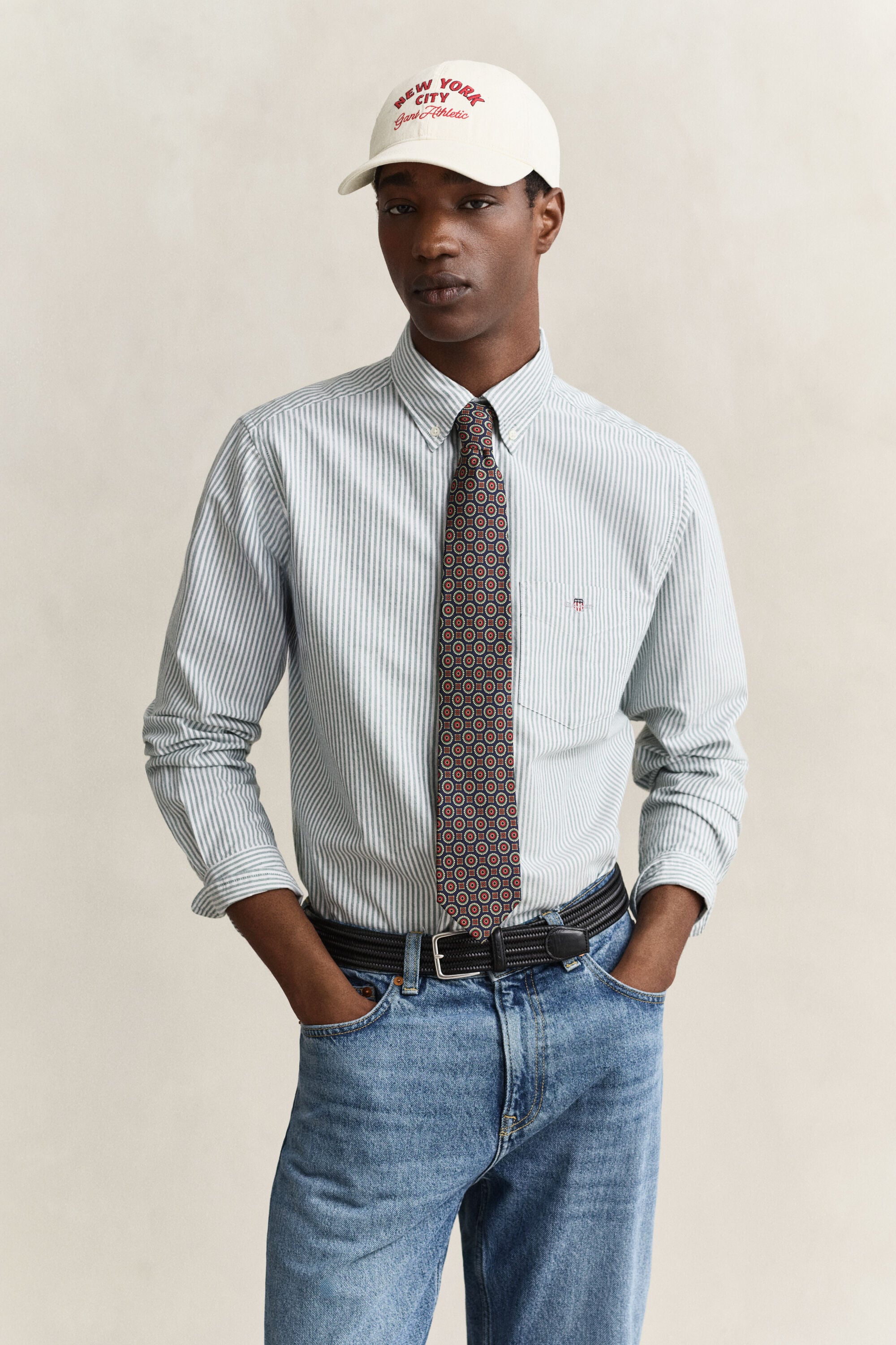 Chemise en coton Oxford regular classique à rayures