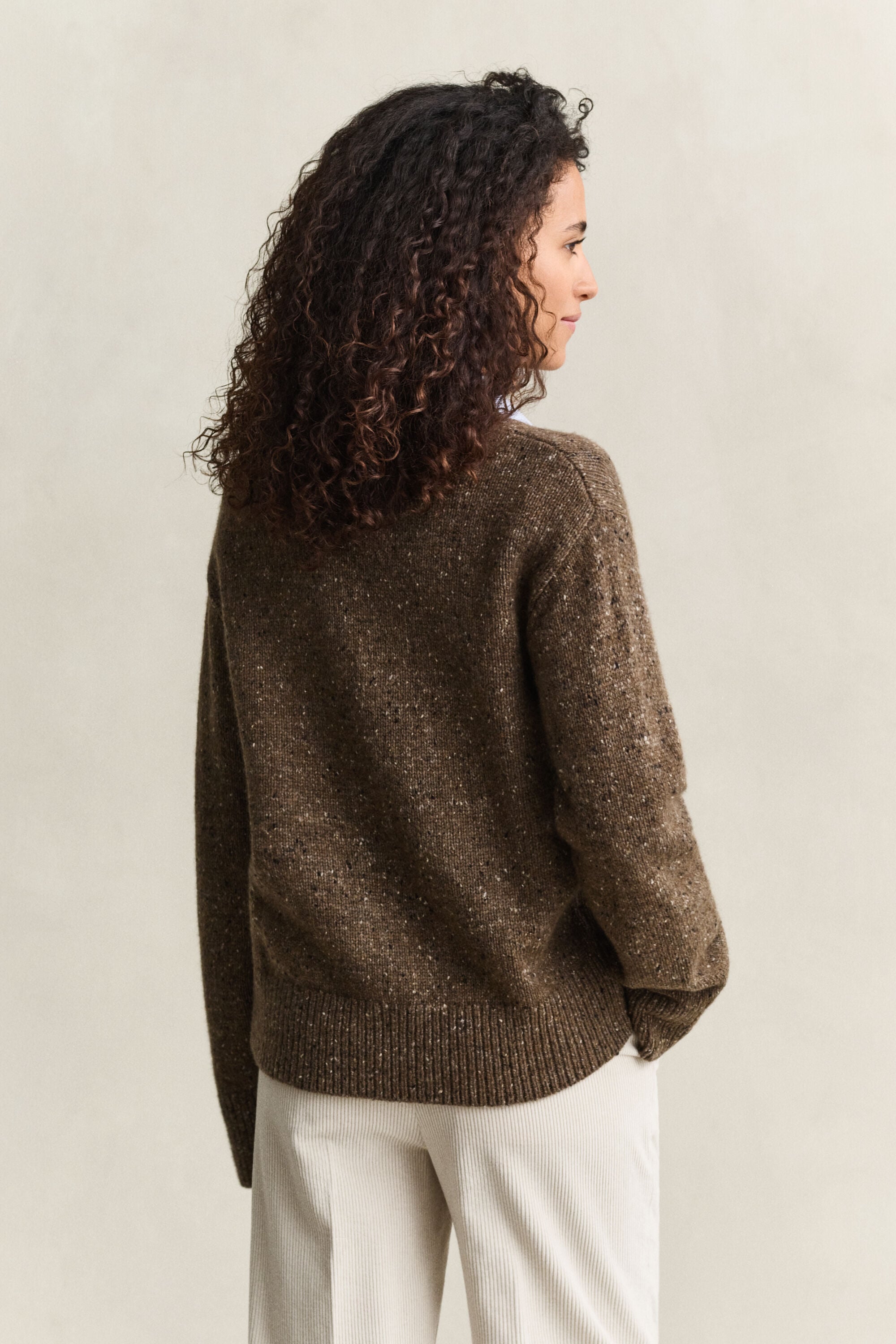 Cardigan en laine mouchetée mélangée