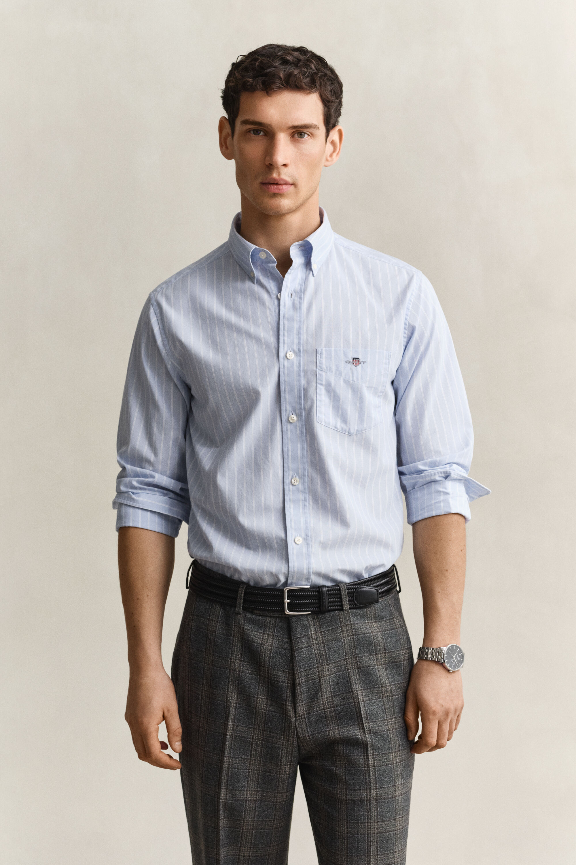 Chemise en popeline à rayures classique