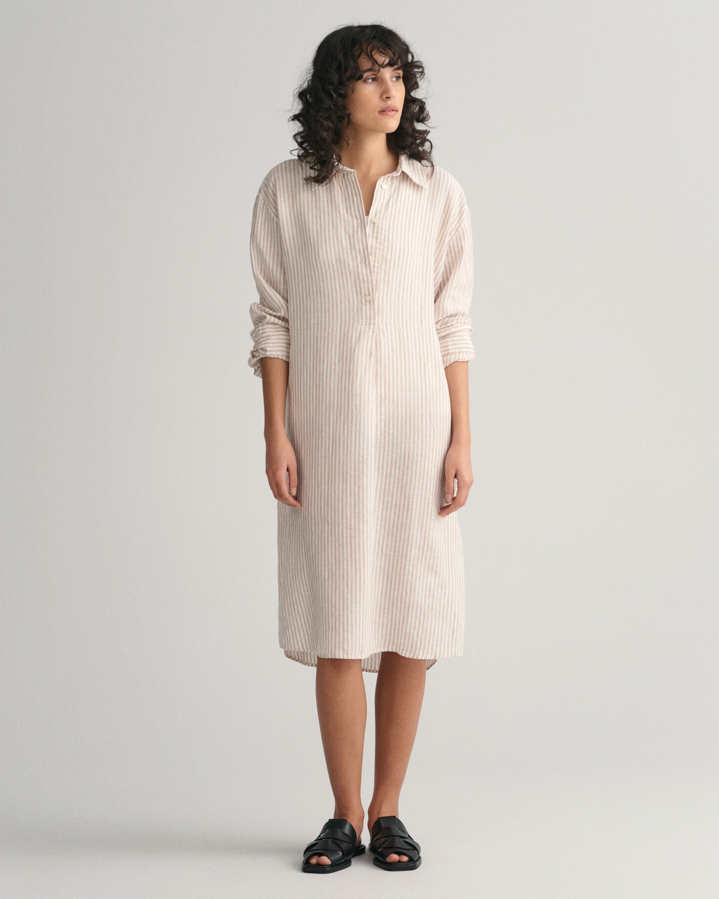 Robe-chemise en lin à rayures