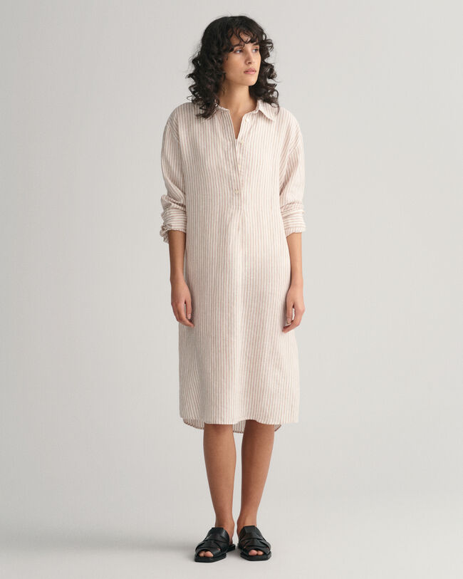 Robe-chemise en lin à rayures