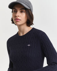 Robe col rond en maille de coton stretch à torsades