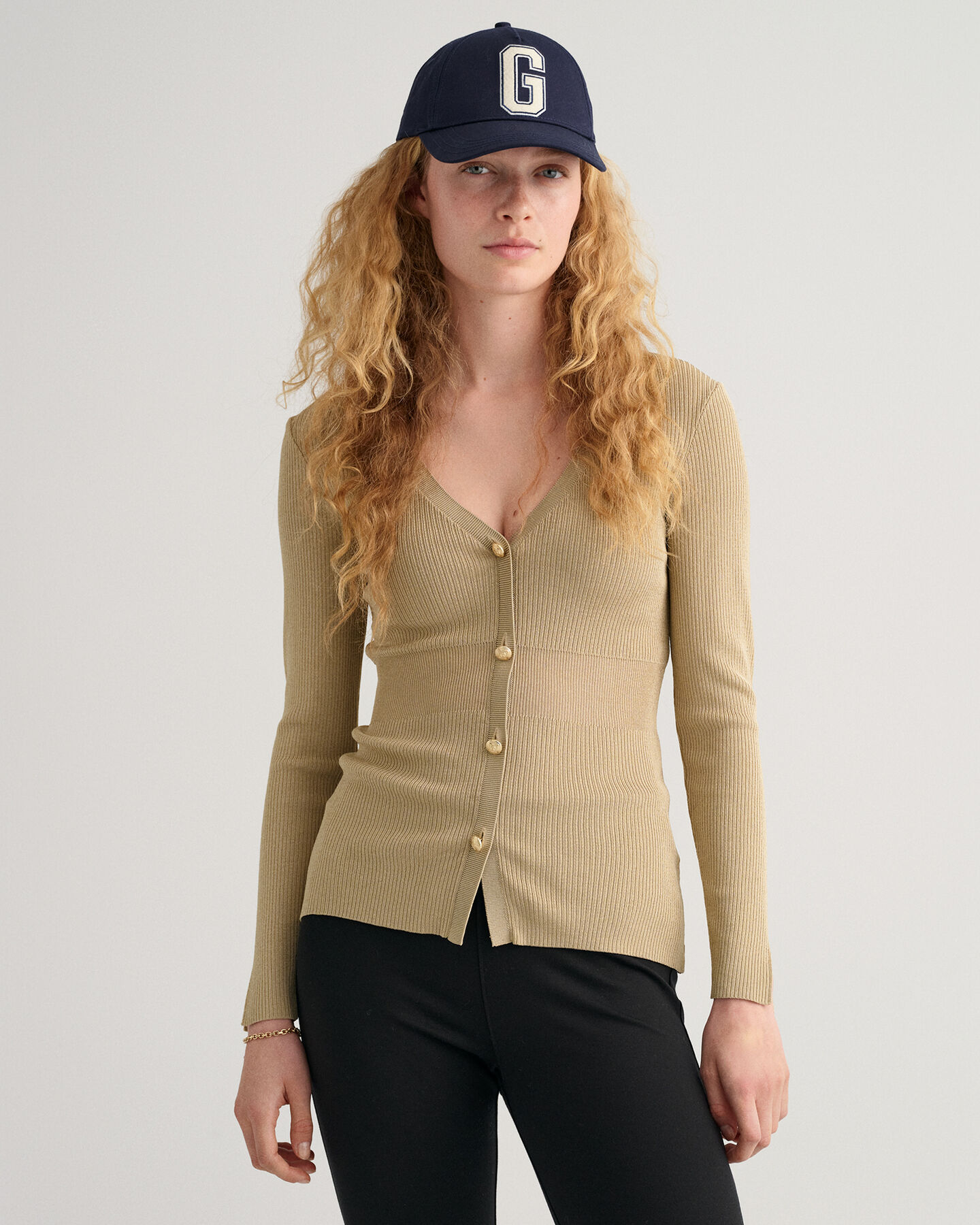 Haut côtelé style cardigan