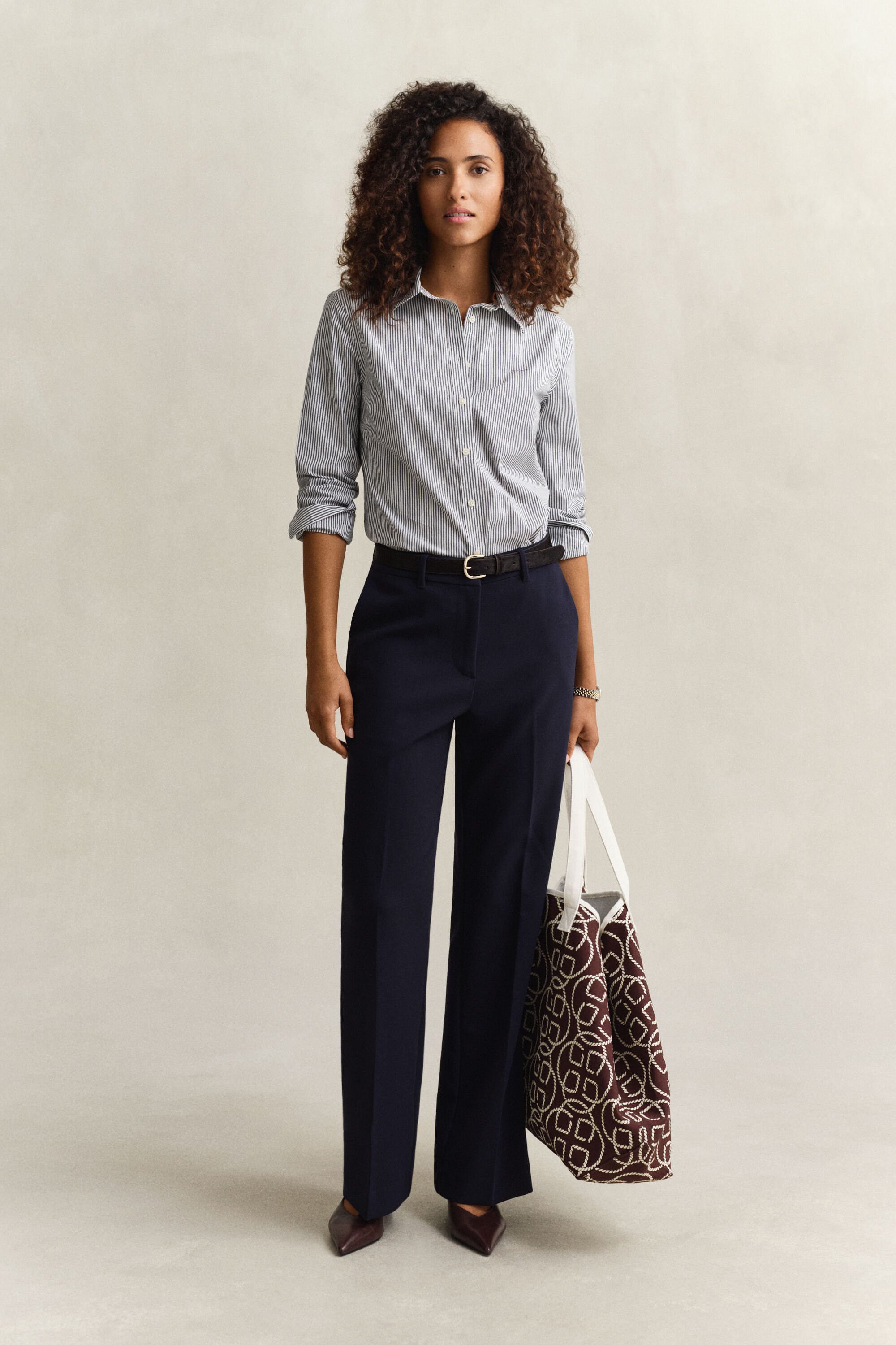 Chemise coupe slim en popeline à rayures