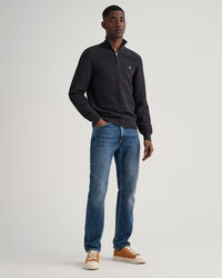 Pull en coton &agrave; demi-zip Texture