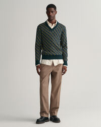 Pull col V en jacquard m&eacute;rinos