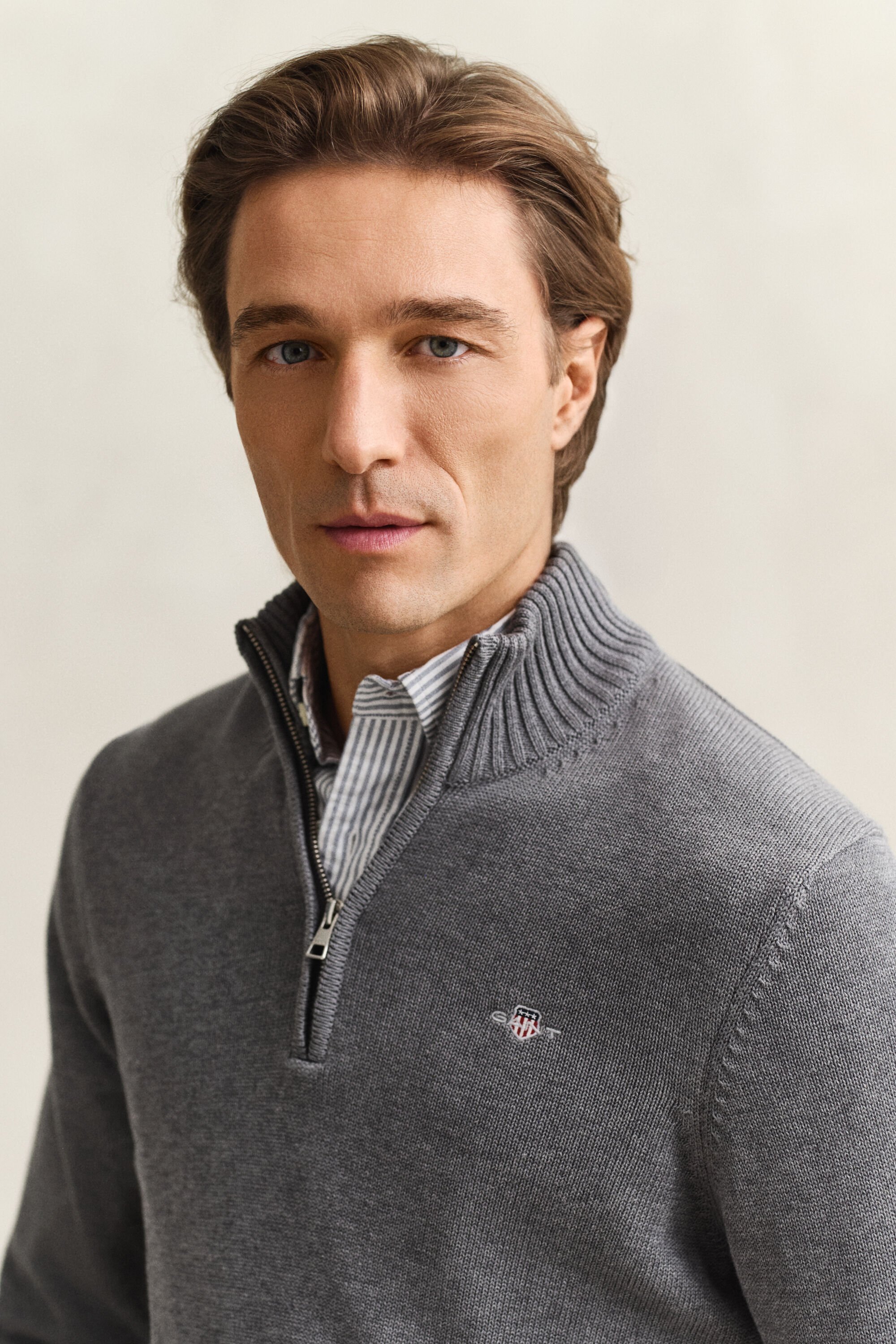 Pull en coton décontracté à demi-zip