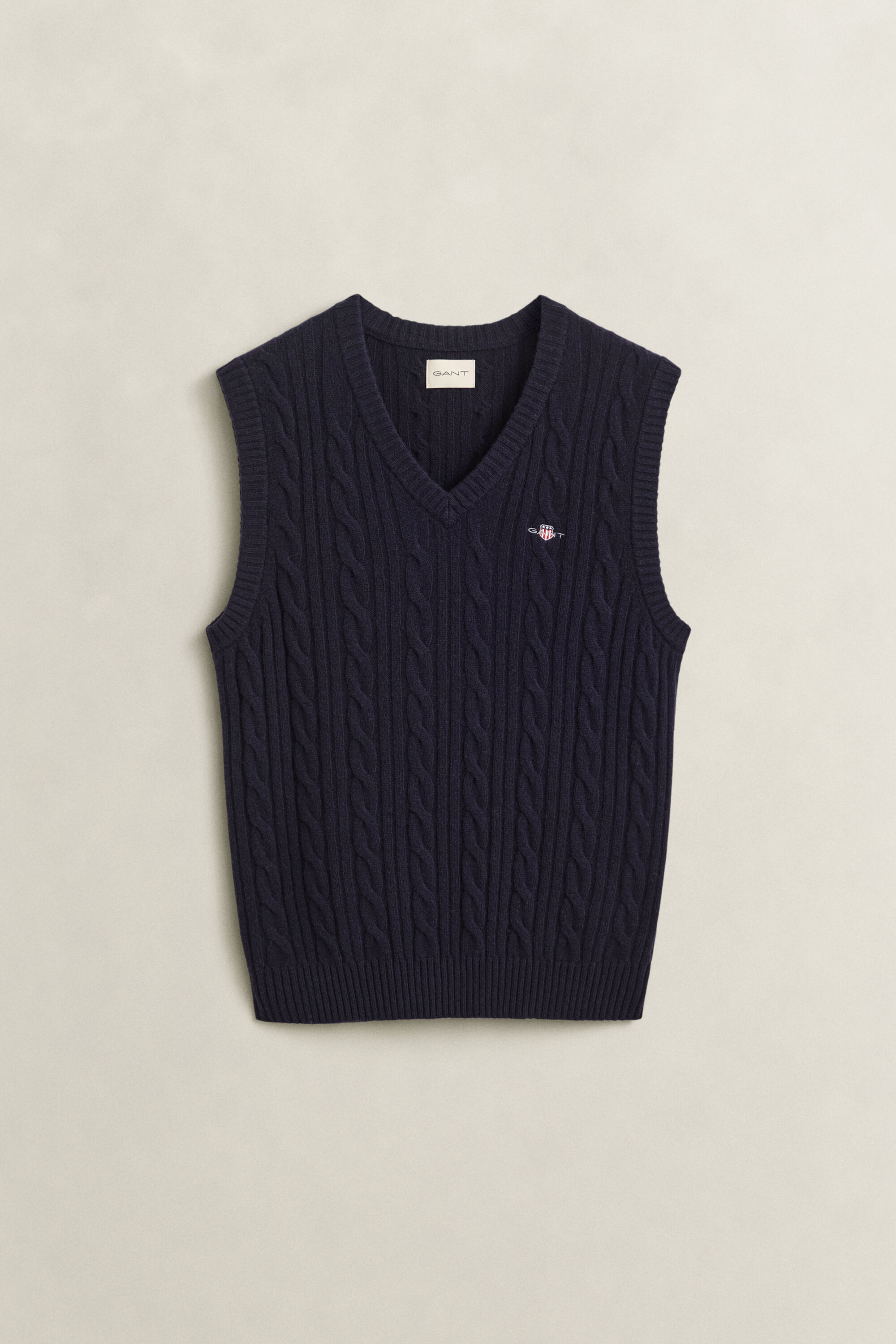 Pull sans manches en maille de laine d'agneau à torsades