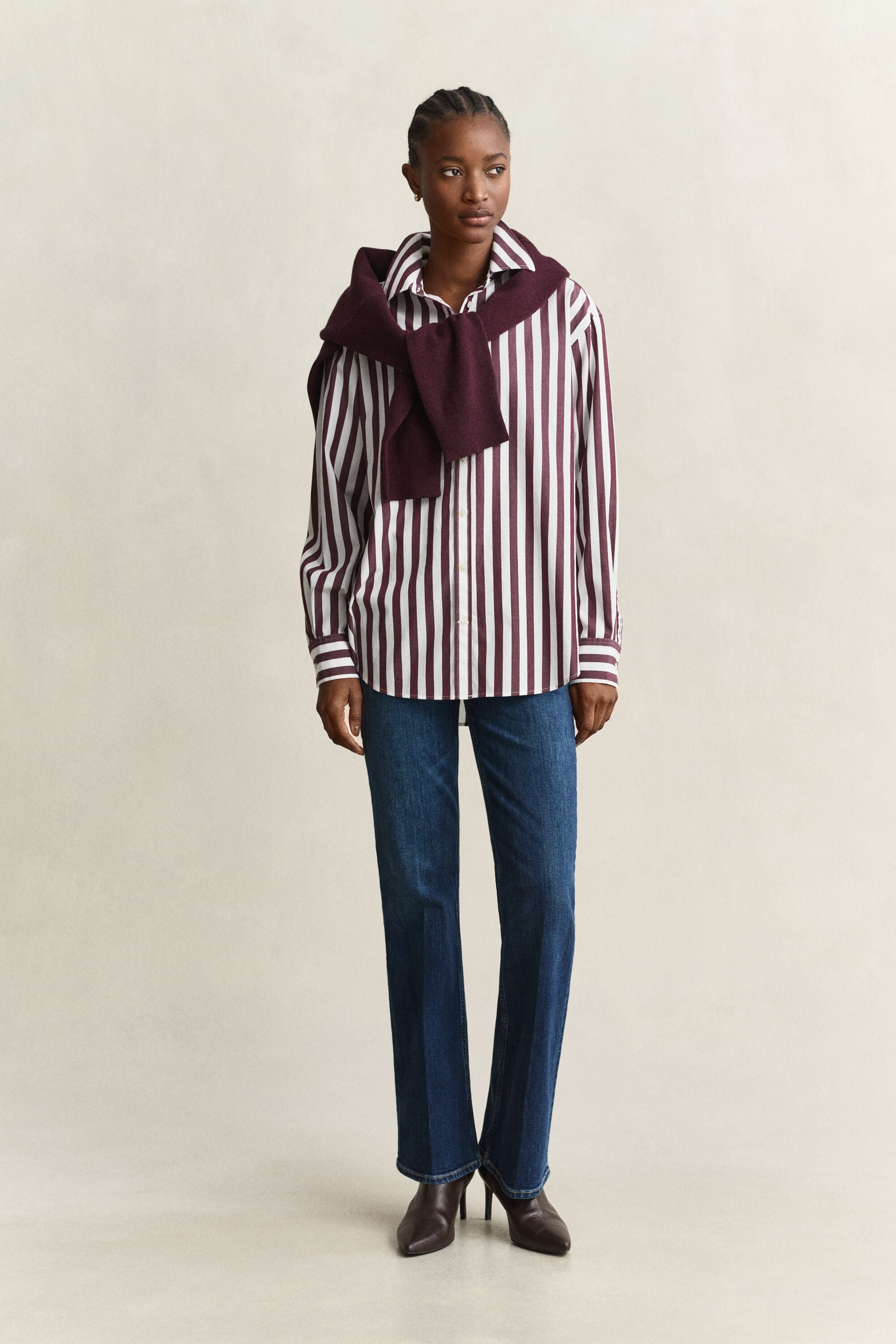 Chemise décontractée en popeline à rayures