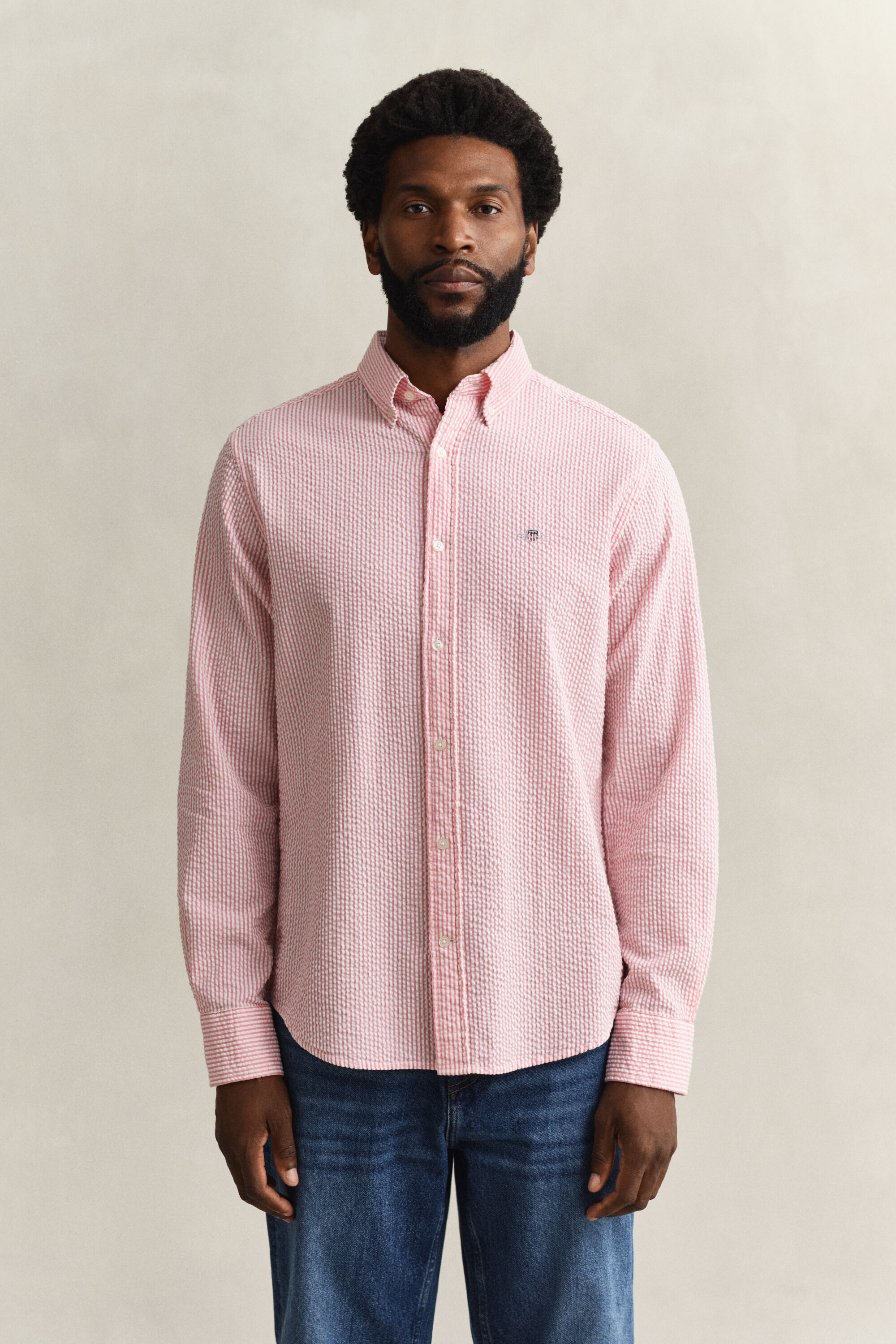 Chemise coupe regular à rayures en Seersucker