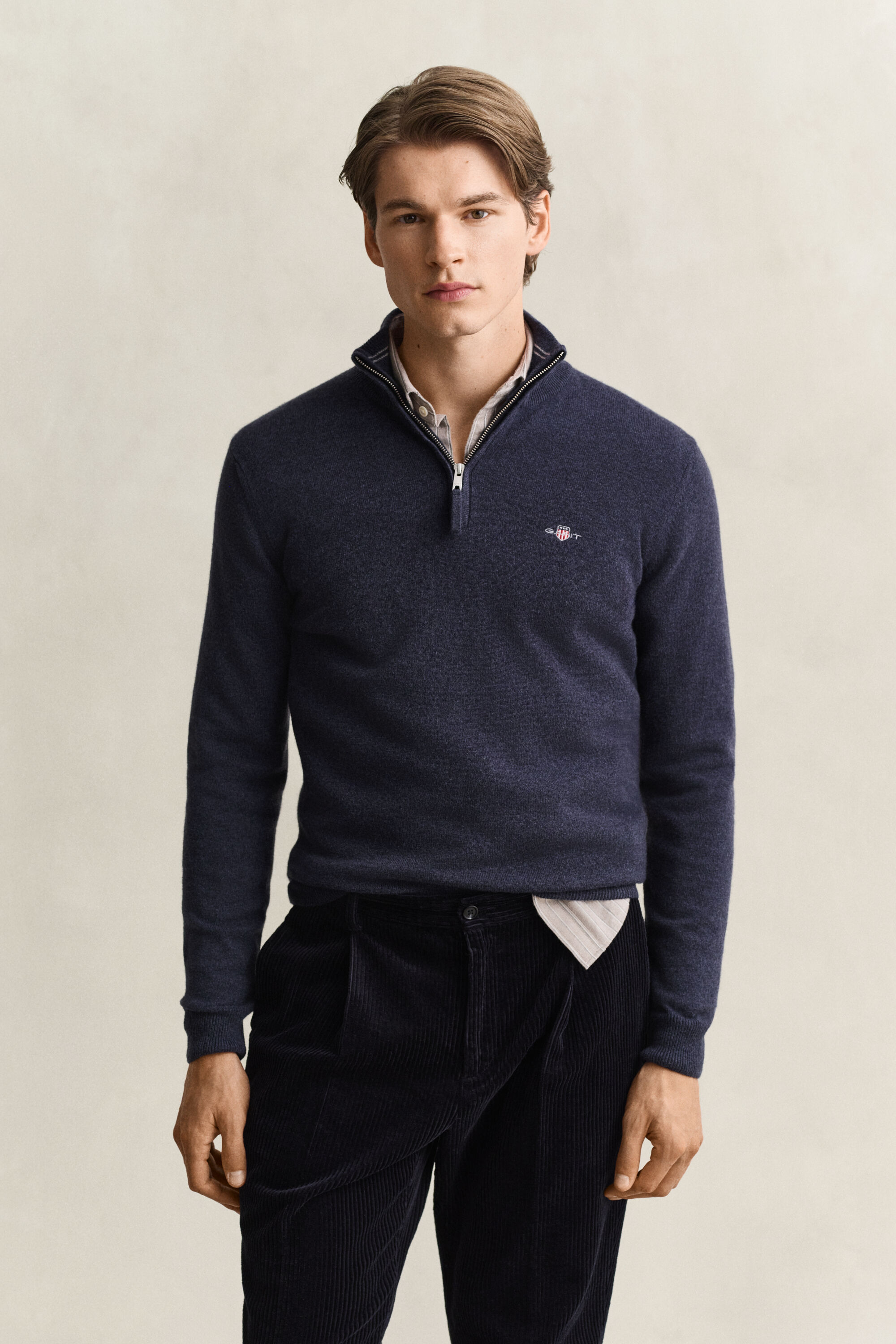 Pull à demi-zip en laine d’agneau