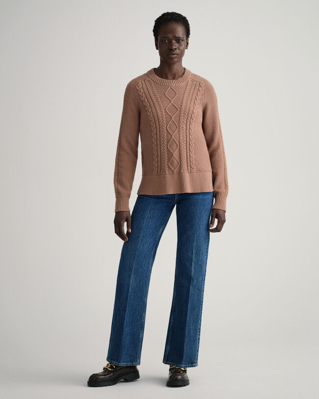 Pull ras du cou &agrave; torsades