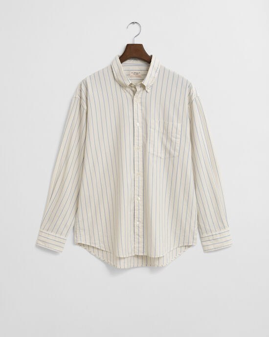 Chemise coupe décontractée en coton Oxford Luxury à rayures